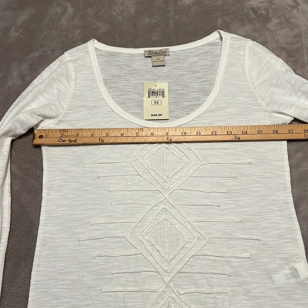 NWT Lucky Brand White Long Sleeve Scoop Neck Tee - Picture 9 of 15